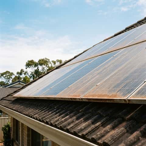 Perth home solar panel showing visible dirt and bird droppings needing cleaning