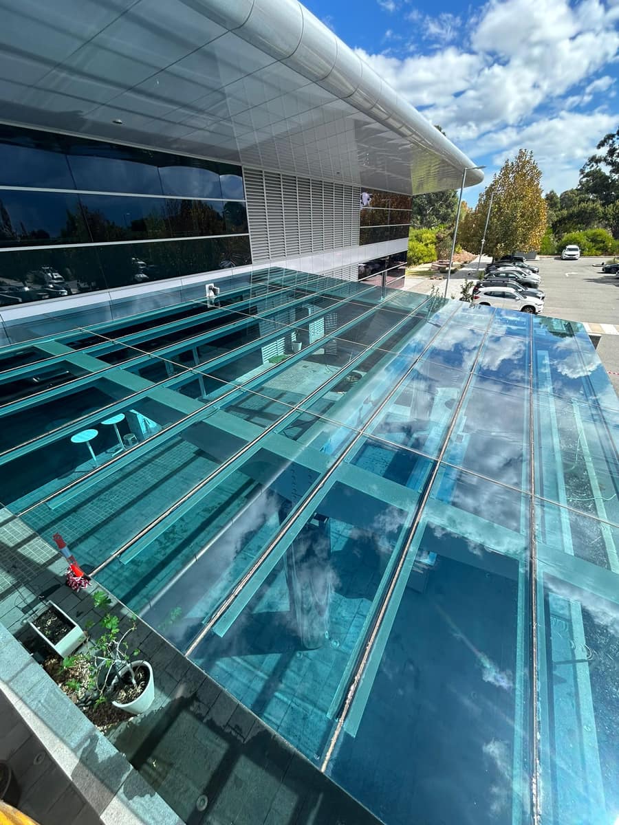 Clean architectural exterior of a Perth commercial office building