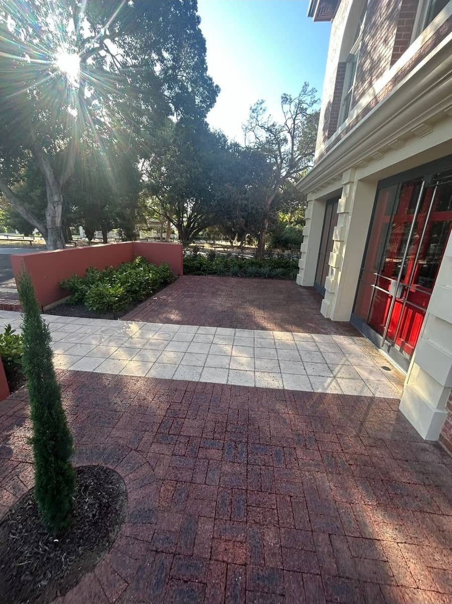 Paved courtyard and entryway after an exterior clean, Purified Group Perth