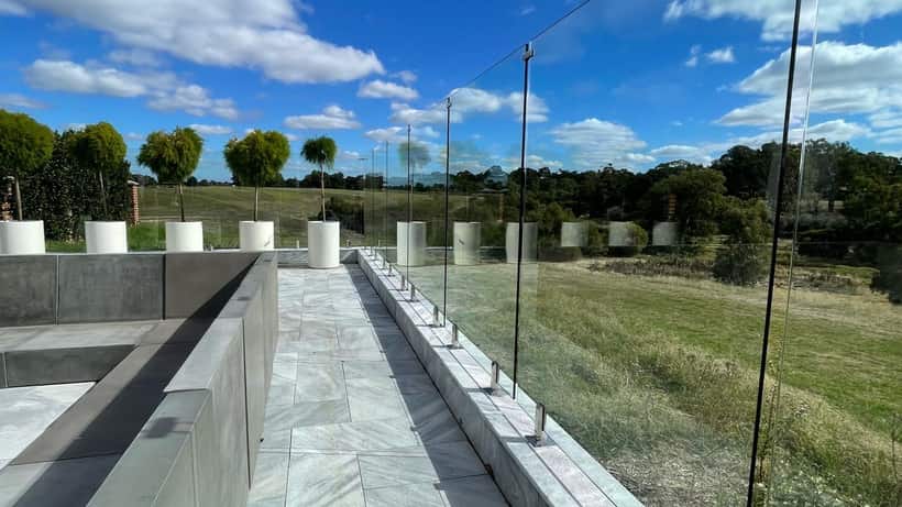 Glass balustrade and stone terrace of a premium Perth property suited to nanocoating protection
