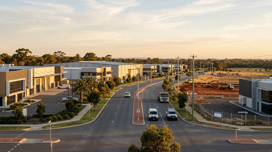 Commercial solar panel cleaning on a modern Wanneroo warehouse in Perth's northern growth corridor